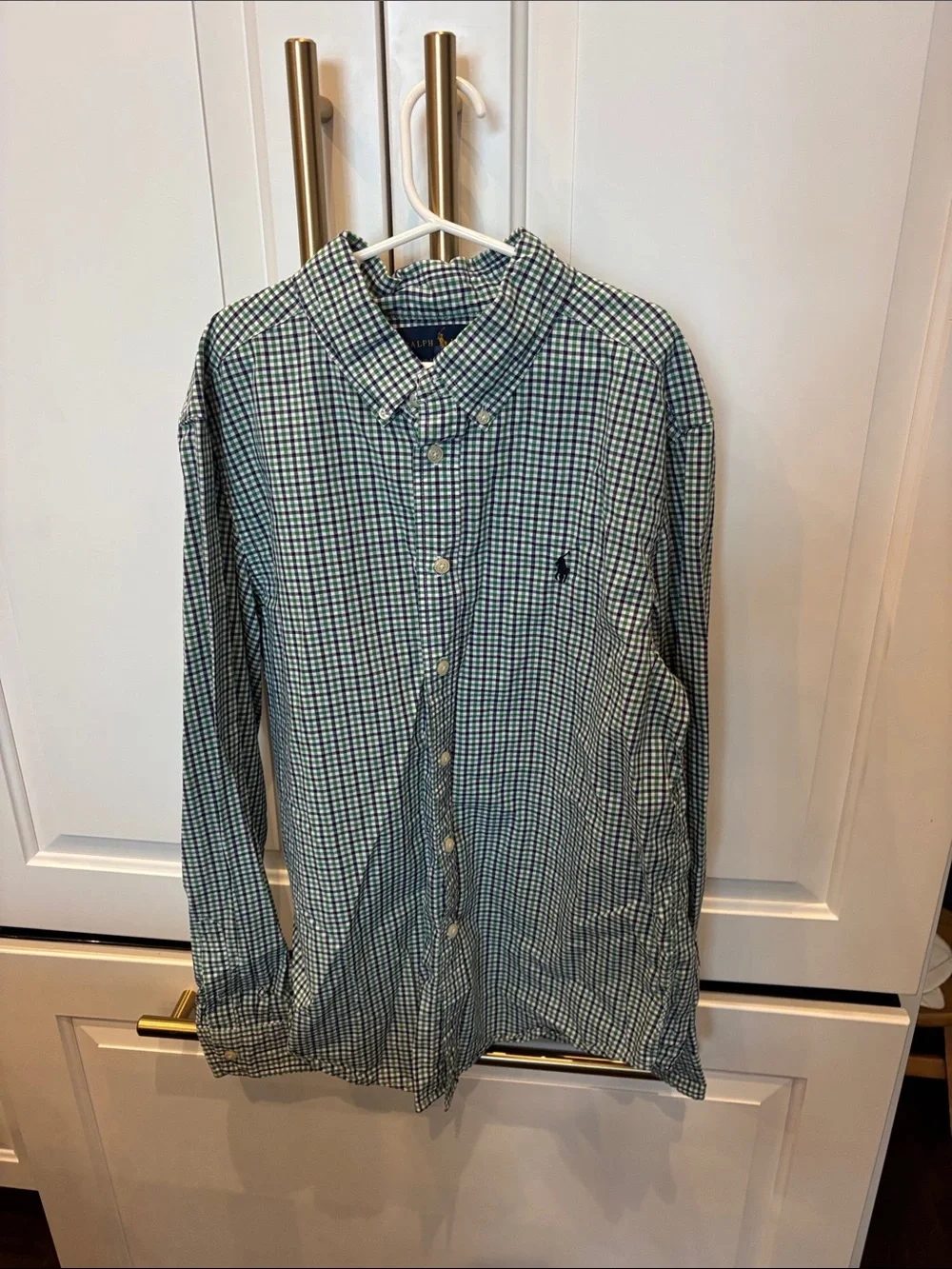 Ralph Lauren Blue & White Gingham Button-Down Shirt
